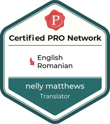Nelly Olga Popean Matthews, EN<RO; RO<EN translator, interpreter, freelancer